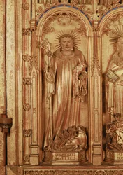 Het Altaarstuk van de Kruisiging, detail van het rechterpaneel met St. Anthony, ca. 1391